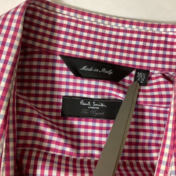 Paul Smith Red, Blue & White Check The Byard Button Front Shirt 16 1/2 42 - Picture 4 of 6
